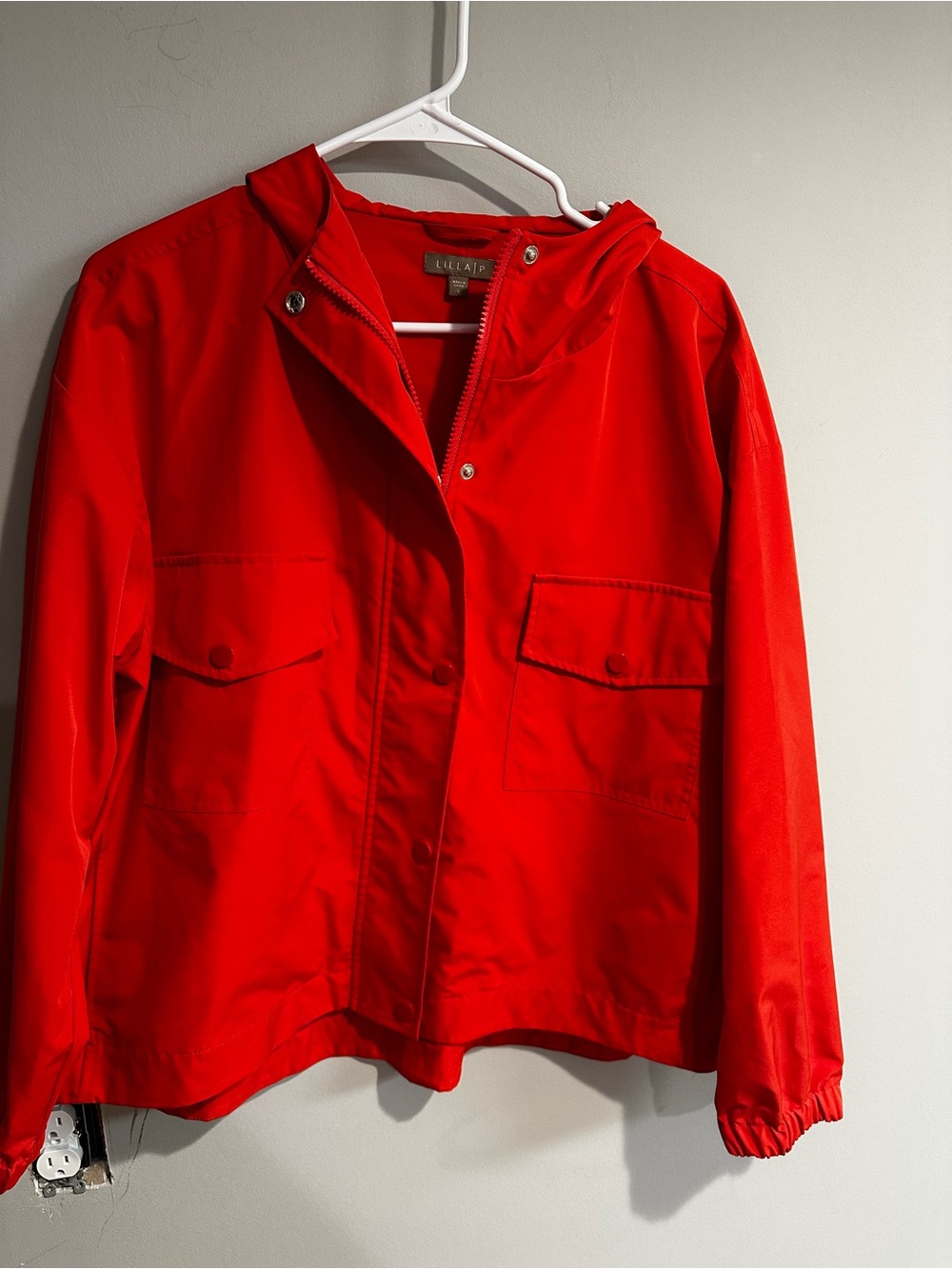 Lilla P Bright Red Hooded Snap Utility Jacket | Size L